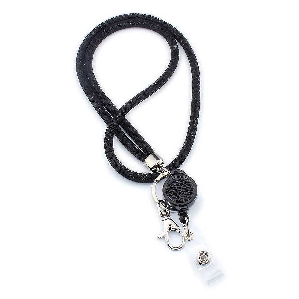 Mode Vrouwen Nekkoord Sleutelkaarthouder Lanyard Werk Badge Gym ID-kaarthouder Arts Verpleegkundige Kaart Cover Lanyard: Black