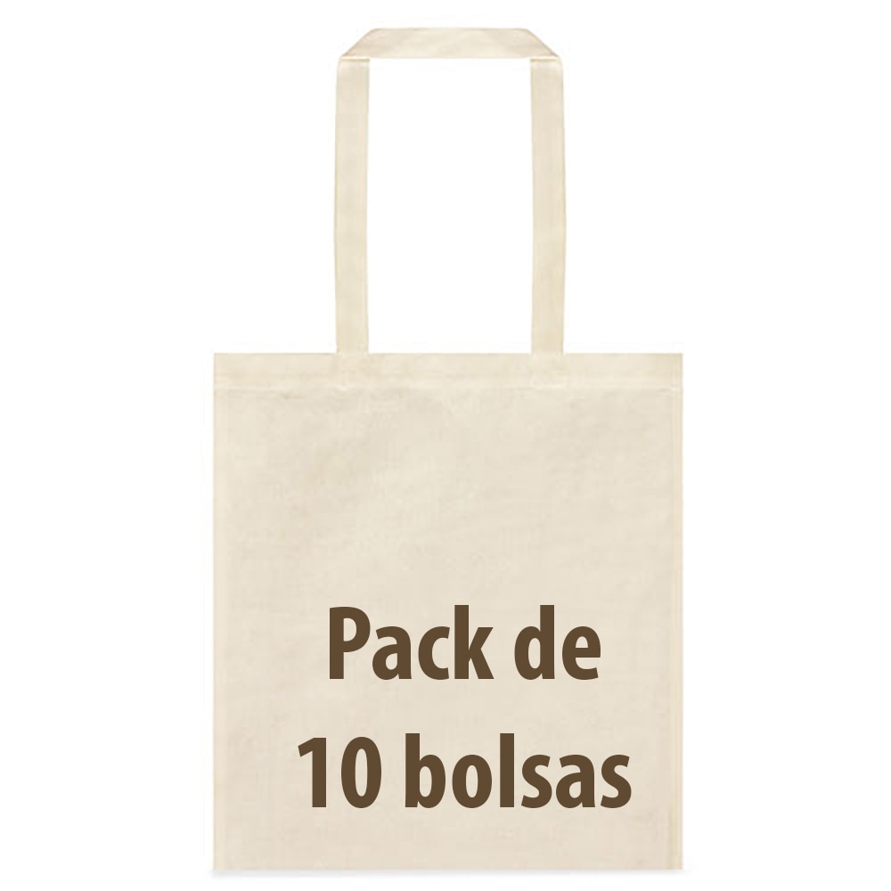 Bolsa tela Algodón, biodegradable, reutilizable, asas largas, resistente. Pack 10 uni. compra, shopper, tote bag, manualidades