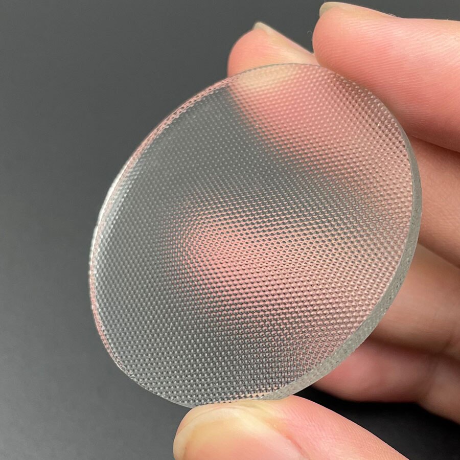 35mm 45mm 50mm 69mm 92mm Thickness 3mm Anti-glare Glass Lens LED Optical Small Grid Round Flat Lens for LED Downlight Flashlight