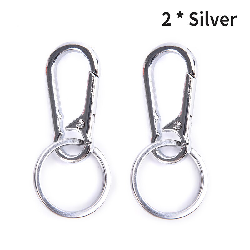 2pcs Stainless Steel Keychain Buckle Anti-lost Waist Belt Clip Keyring Buckles Carabiner Keychains Outdoor Climbing Sports Tools