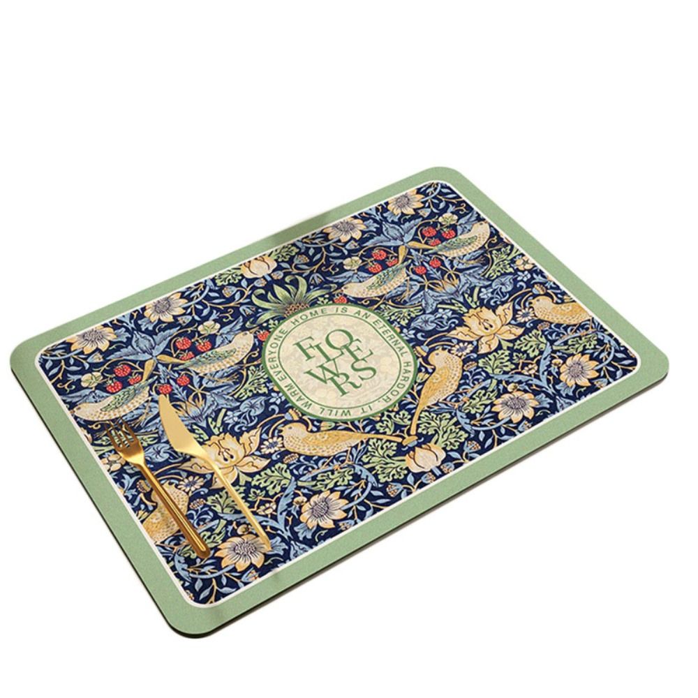 Serviesgoedkleed Superabsorberende Schoteldroogmat Bloemenprint Antislip Afvoermat Sneldrogend Vintage Afvoerkussen Tafeldecoratie: L / green