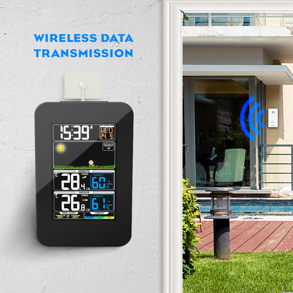 Wireless Weather Station, Digital Weather Forecast Station Hygrometer Indoor Outdoor Thermometer Weather Forecast Clock