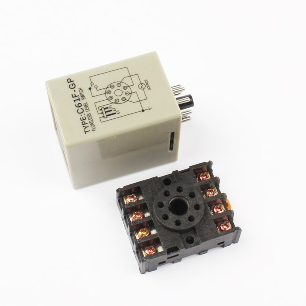 C61F-GP Niveau Relais C61F-Gp Water Level Controller Schakelaar Pomp Automatisch Met Base Floatless Niveau Relais Ac 220V
