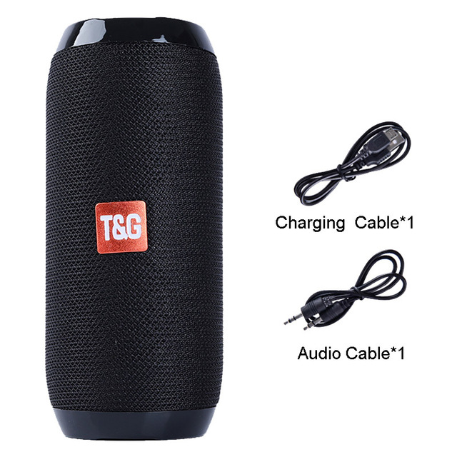 Tg 117 portátil bluetooth alto-falante sem fio subwoofer à prova dwaterproof água ao ar livre usb altifalante áudio apoio aut tf cartão caixa de música: Black