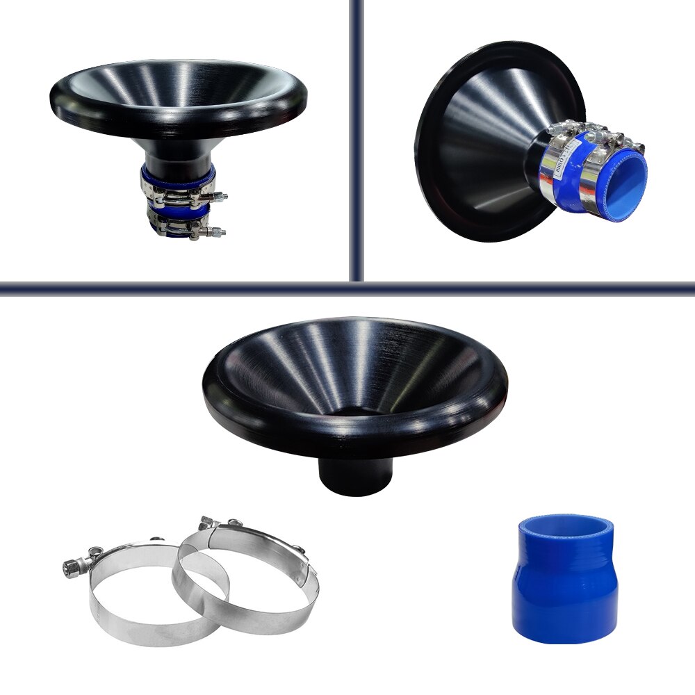 2.5 "Auto Bellmouth Velocity Stack Adapter Air Intake Turbo Hoorn Zilver Blauw Rood Zwart Tone Air Intake Turbo Hoorn met 2.5 Slang