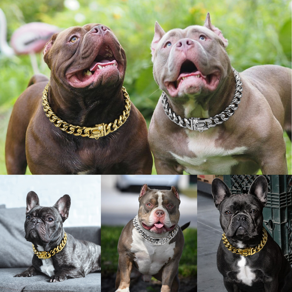 Super Sterke Hond Ketting Kraag Rvs Huisdier Anti Choke Zilver Goud Chian Halsbanden Voor Kleine Grote Honden Pitbull Bulldog