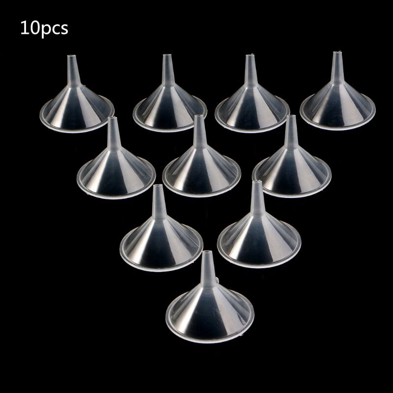Embudos pequeños de plástico para Perfume, líquido, aceite esencial, botella vacía, herramienta de embalaje U4LD, 10 Uds.