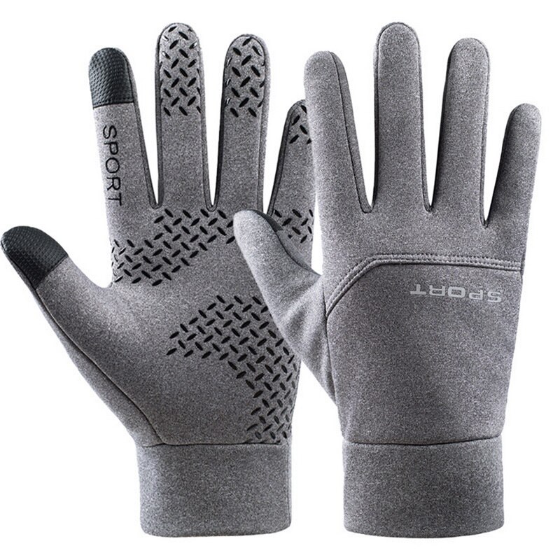 Winter Men Gloves Anti Slip Windproof Windstopers Snowboard Gloves Touch Screen Warm Breathable Male Motorcycle Riding Gloves: gray / L