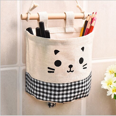 Cartoon Muur Deur Kast Opknoping Storage Bag Organizer Muur Opknoping Deur Tijdschrift Opslag Pocket Closet Organizer Opslag Plank: Black