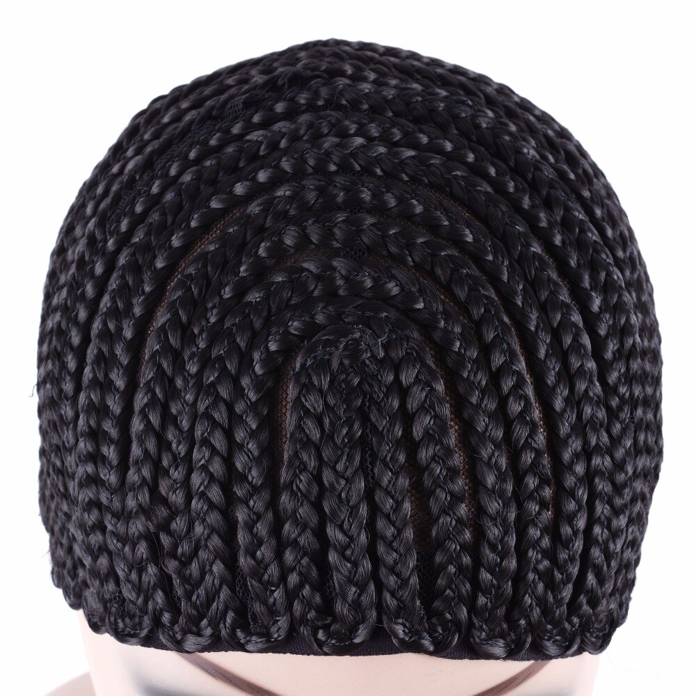 6pcs Large Crochet Wig Cap Easy Sew In Cornrow Wig Cap For Making Wigs Stretching 52-66Cm Super Ealstic Cornrow Cap Black