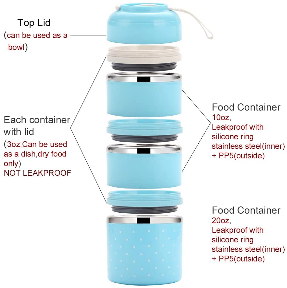 Three-Layer Leak-Proof Lunch Box Outdoor Bento Portable Food Storage Container Stainless Steel Flask Set For School Kids
