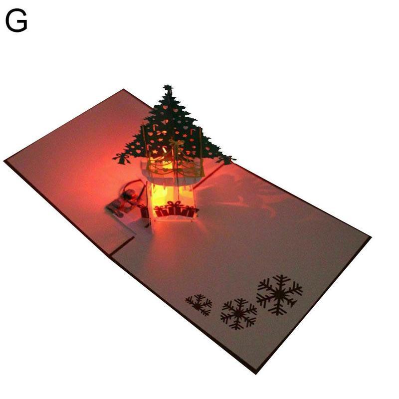 3D Light Greeting Festival Card Up Postcard Handmade Christmas Paper Card Birthday Music Paper Craft P0L3: G
