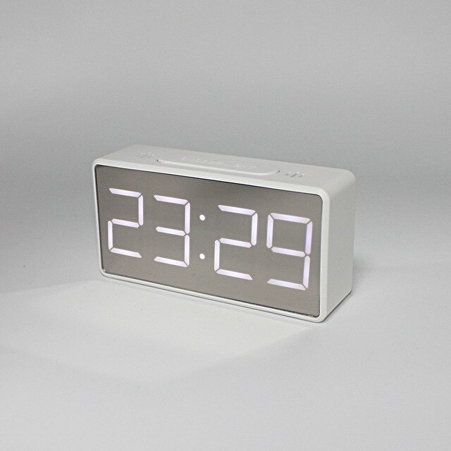 USB Battery ABS Alarm Clock Real Time Temperature Home Supplies Bedside Display: White