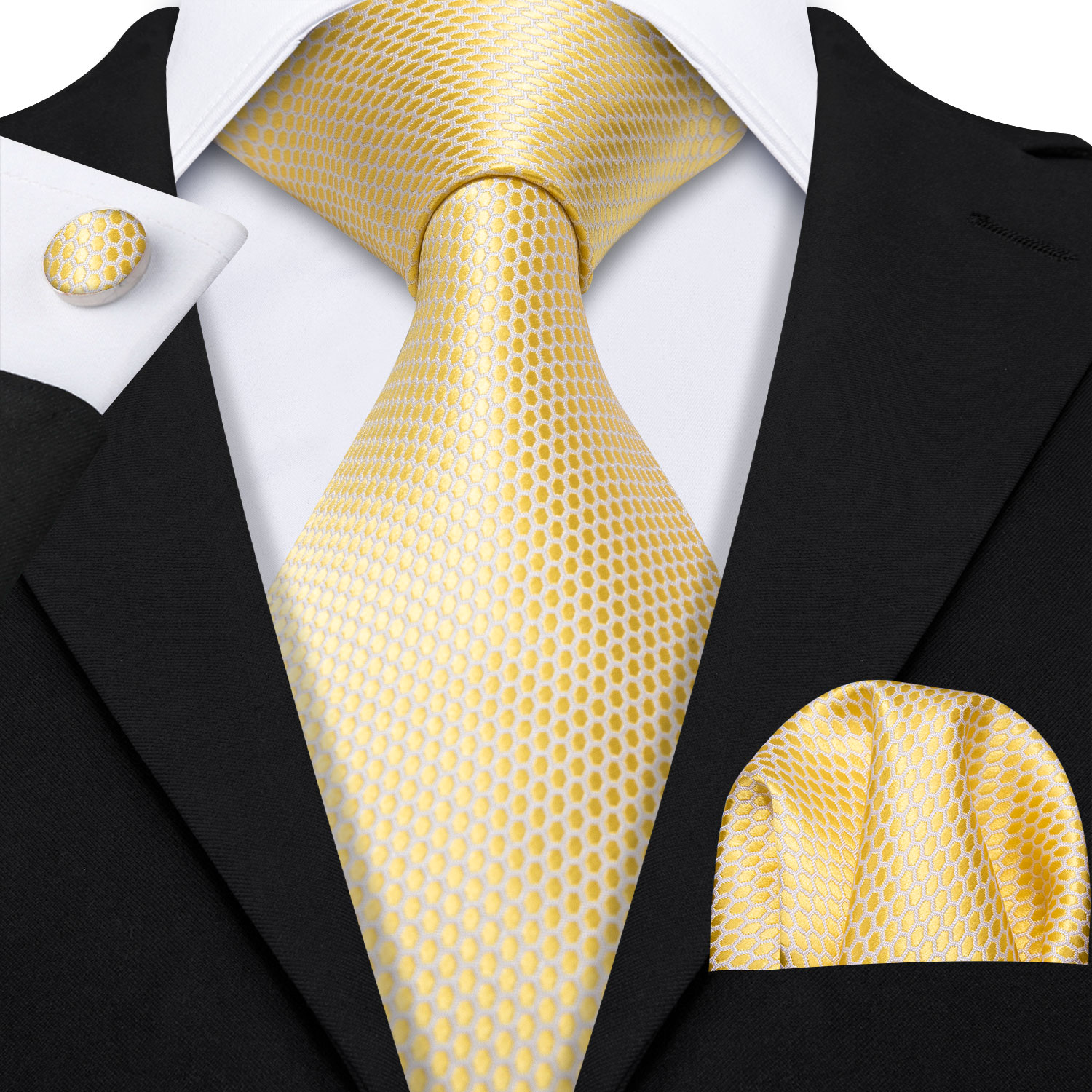 Luxury Gold Floral Ties For Men Exquisite Silk Necktie Handkerchief Cufflinks Sets Groom Wedding Business Party LN-6367: Red