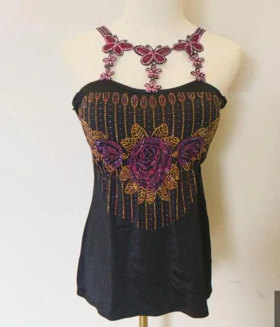 butterfly Women Camis Sexy Femme Padded Camisole Lady Rhainstones Gemstones Tanks Padded Tank Tops