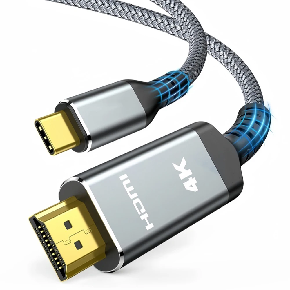 Type c naar HDMI-adapter 4K bij 60 Hz - USB C naar 4K Display-poortkabel Uitgebreid voor M1/M2 MacBook Dell XPS-laptops: 3m