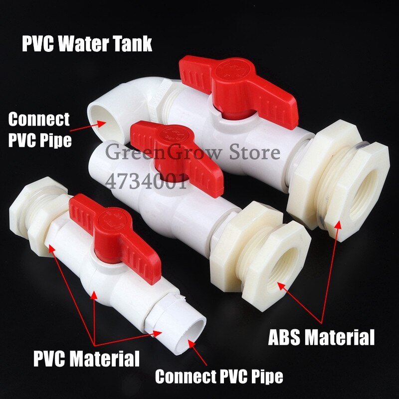 1pc 20 25 32mm 1/2"~1" PVC Water Tank Connectors Aquarium Fish Tank Drainage Intake/Drain Composite Joint ABS Connector DIY Tool