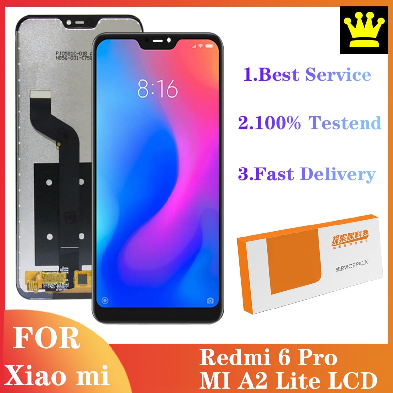 Pantalla Lcd Original para Xiaomi Mi A2 Lite, digitalizador con Marco, pantalla táctil para reparación de Xiaomi Redmi 6 pro