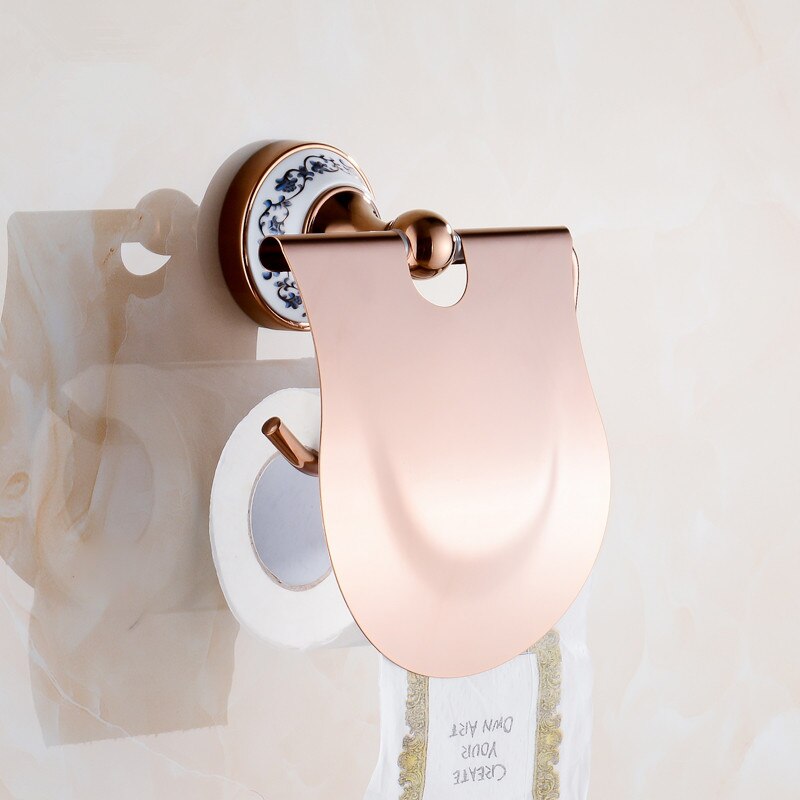 ZGRK Luxus Zauberstab Montieren Alle Kupfer Rose Gold Papier Rollen Halfter Wc Gold Papier Halfter Gewebe Kasten Schlecht Zubehör