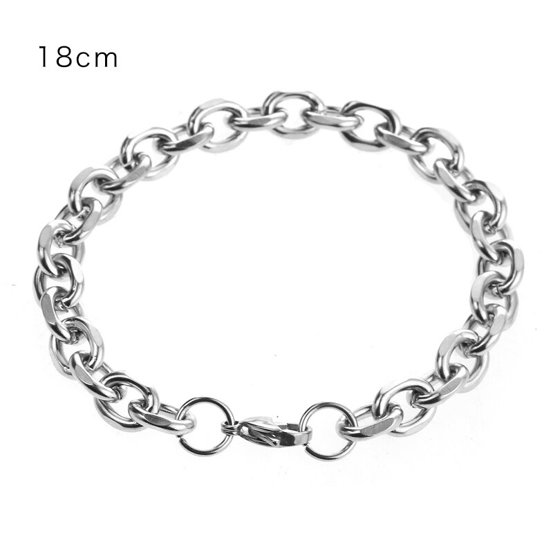 Stainless Steel Chain Bracelets Round Silver Color 18cm\21cm\23cm Long Simple Bracelet For Women Men Jewelry , 1 PC