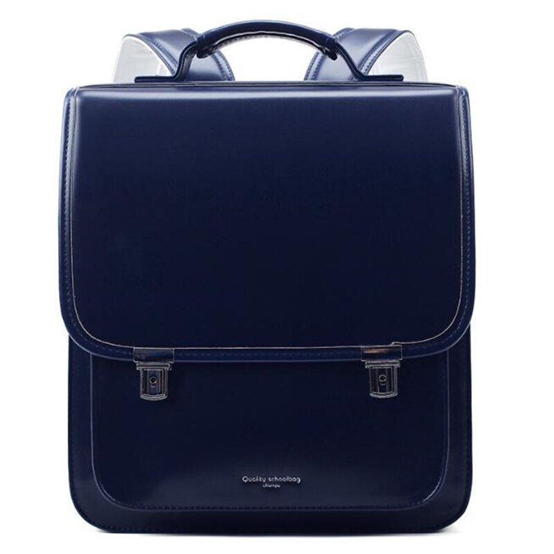 Japan Stijl Kinderen Schooltas Voor Kid Orthopedische Rugzak Scholieren Bookbags Pu Lederen Randoseru Baby Tassen: dark blue