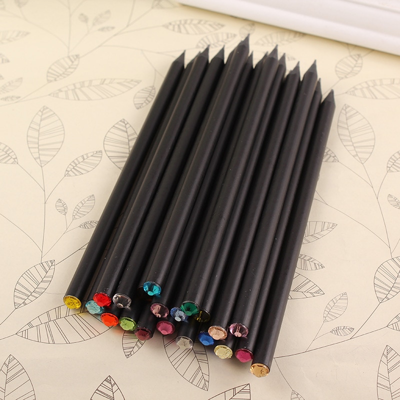 Vendita calda 100pz diamante nero studente matita di legno per bambini matite per la scuola ufficio di scrittura di serie HB matita di grafite commercio tutto'ingrosso
