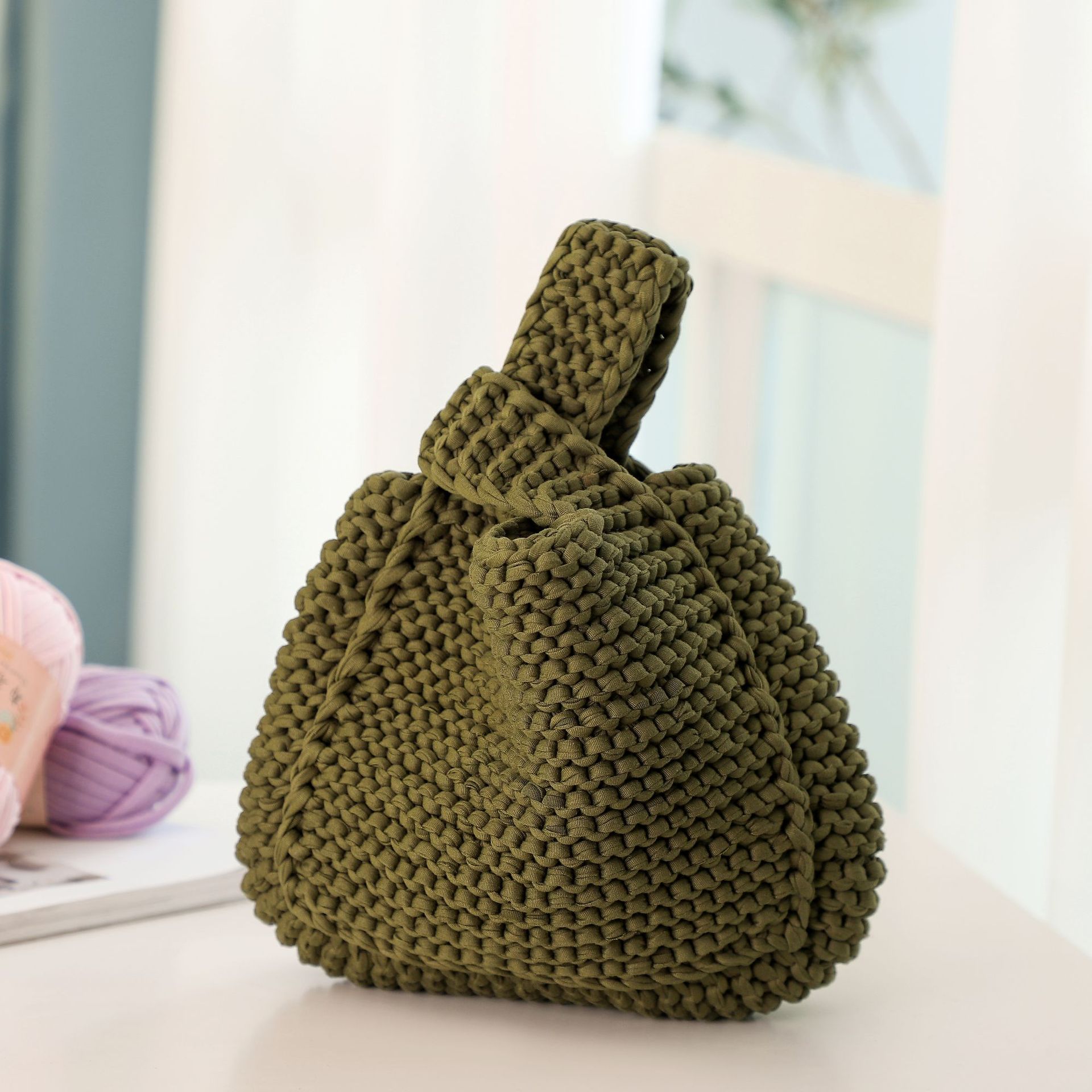 BONJEAN Handmade Materials Set DIY Bags Accessories Cute For Women GF Knitted DIY Bags Material BJ2856: Army Green