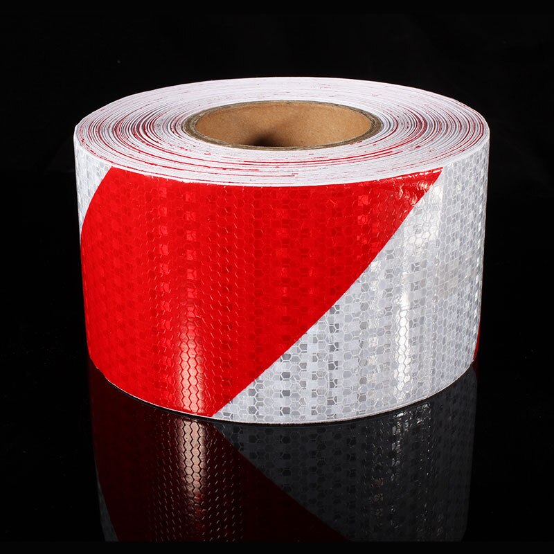 10cm*10m Reflective Sticker Safe Lowes Crystal Fluorescent Printed Checkered Red White Twill Reflective Vinyl Road Marking Tapes: TS-Red-White-10