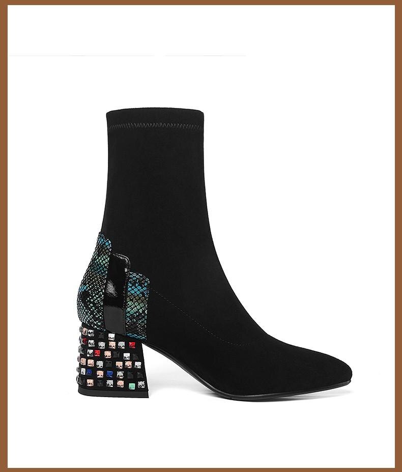 Bottes femmes saison daim strass bottes courtes femmes velours bottes courtes taille 35-40: 40
