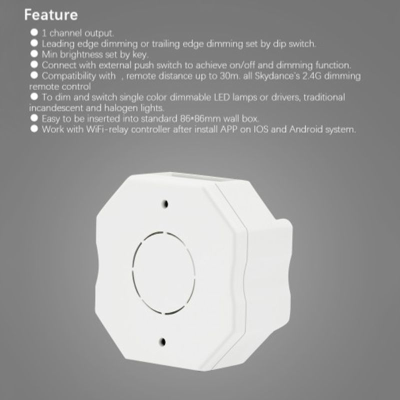 Ac rf triac dimmer draadloze led-lamp dimbare drukschakelaar voor enkelkleurige lamp