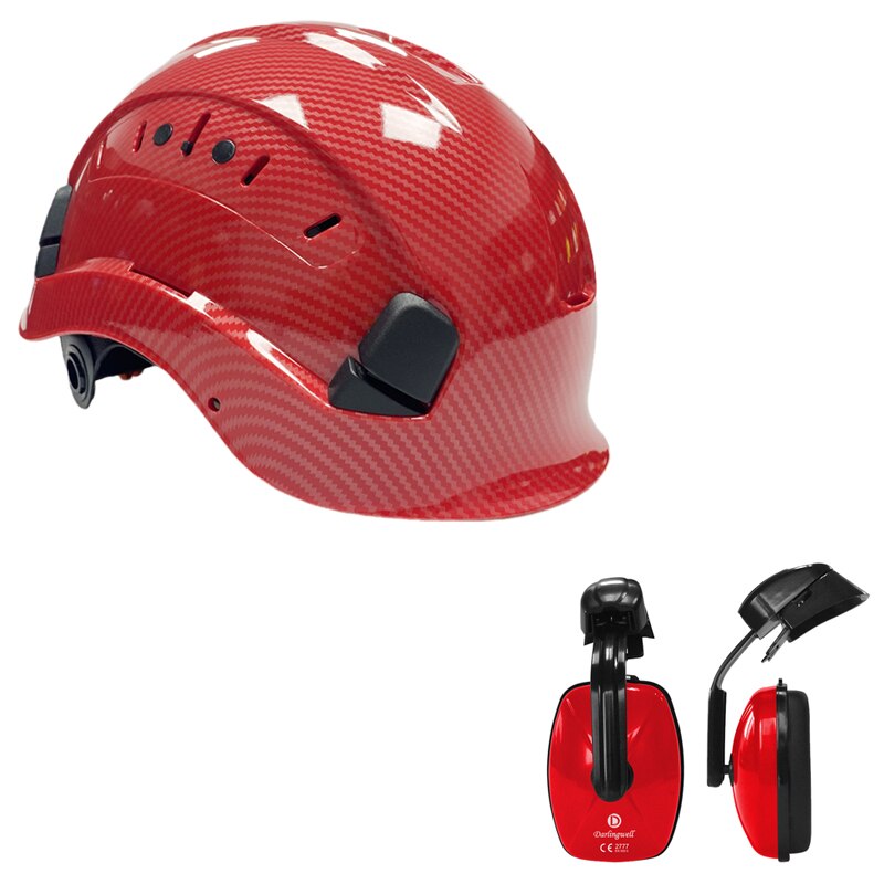 Veiligheid Helm Beschermende Harde Hoed Bril Oorbeschermer Bouw Abs Helmen Werk Cap Voor Werken Klimmen Rijden: Helmet Set C