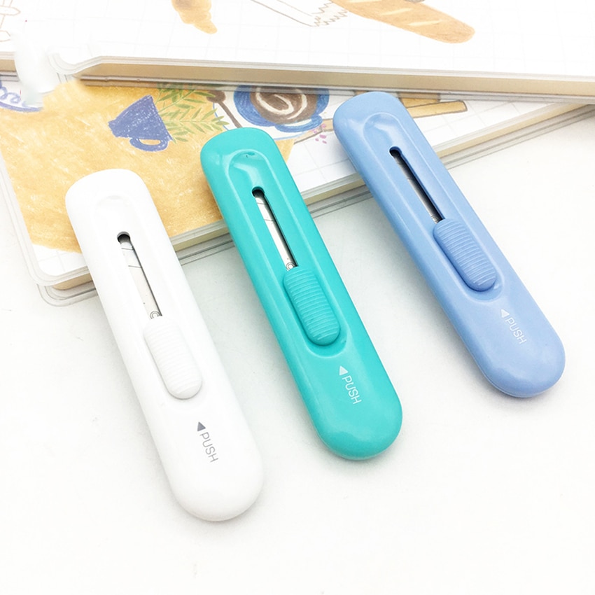 Mini Portable Utility Knife Self-Retracting Safety Knife, SK5 Blade, Student DIY Paper Box Cutter Office Stationery Supplies