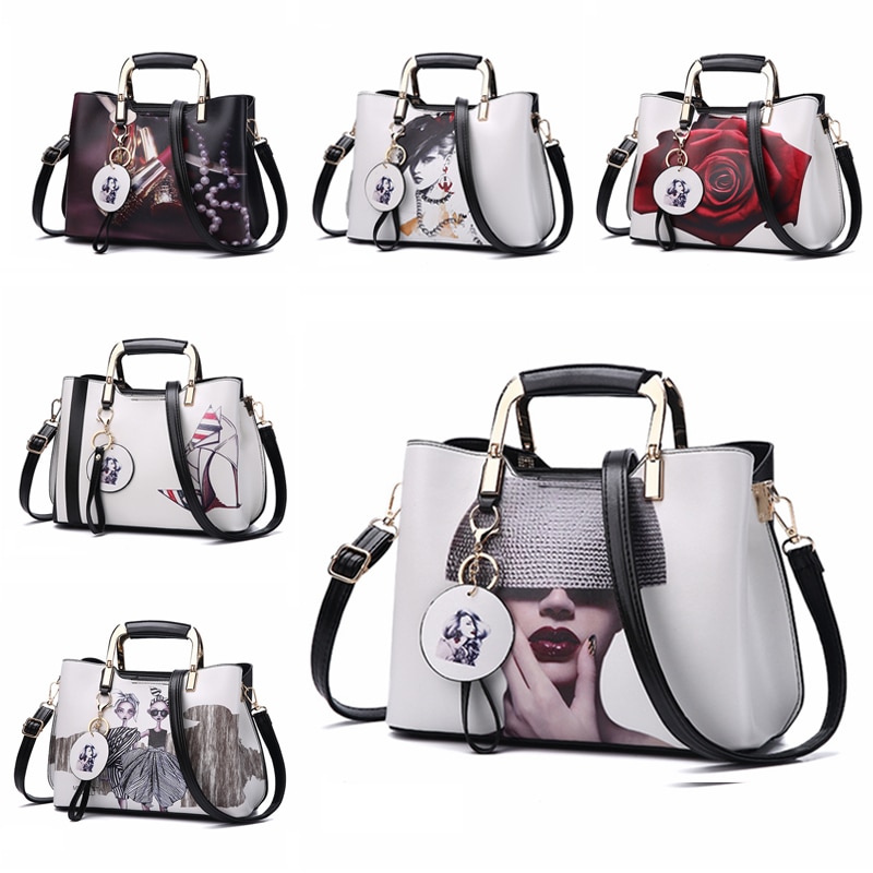 Nevenka Femmes Sac À Main Femme Style Peint Sacs À Bandoulière Fleur Motif Messenger Sacs En Cuir décontracté Fourre-Tout Sac de Soirée