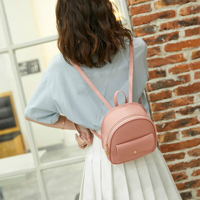 Mini Backpack Women PU Leather Shoulder Bag For Teenage Girls Kids Multi-Function Small Bagpack Female Ladies School Backpack