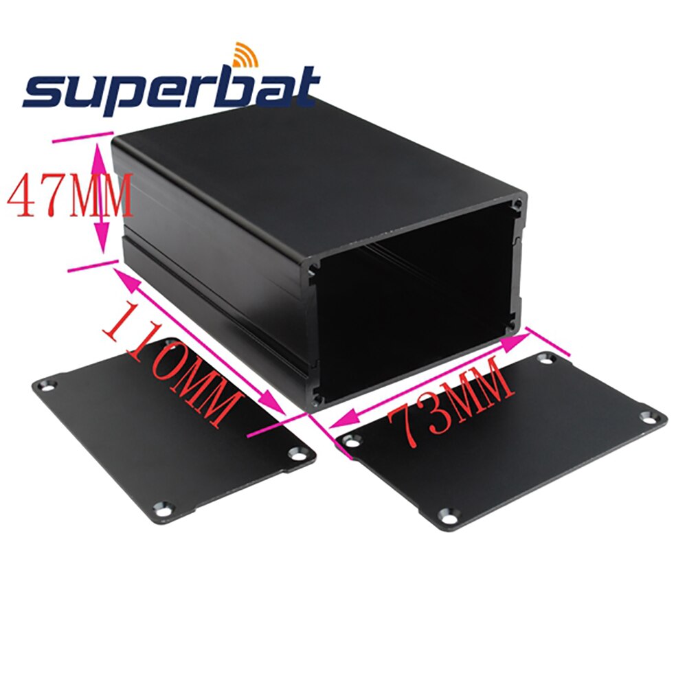 Superbat 1.81&quot;*2.99&quot;*4.33&quot; Al Black Junction Box Extruded Aluminum Enclosure Case Electronic Instrument PCB 46*76*110mm (H*W*L)