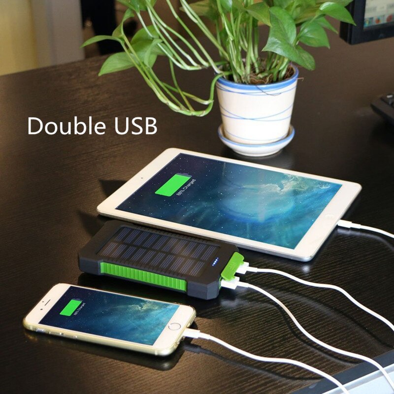 Solar Power Bank Waterproof 30000mAh Solar Charger USB Ports External Charger Powerbank for Xiaomi 5S Smartphone with LED Light