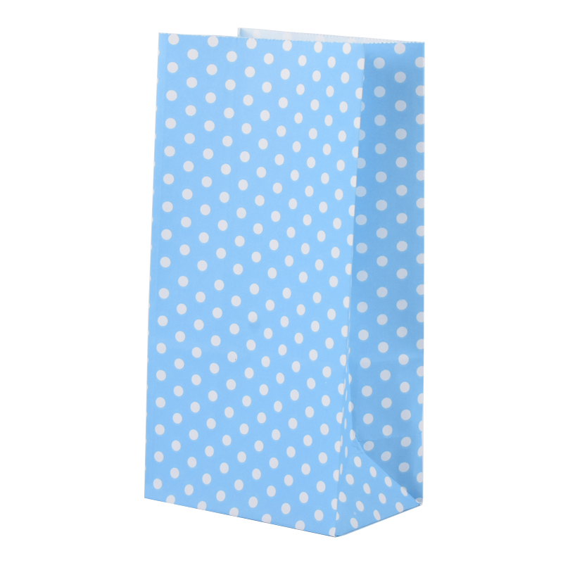 Papiertüte, farbe, wellenform, punkt, quadratischer boden, stehend, brot, kuchen, süßigkeiten, verpackungsbeutel, partyessen, backzubehör: Blau / 9 x 6 x 18cm