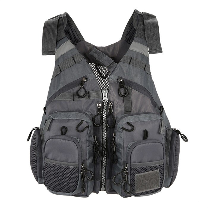 Men'S And Women'S Fishing Life Vest Outdoor Water Sports Safety Life Jacket Marine Fishing Life Vest Fishing Backpack: Gray
