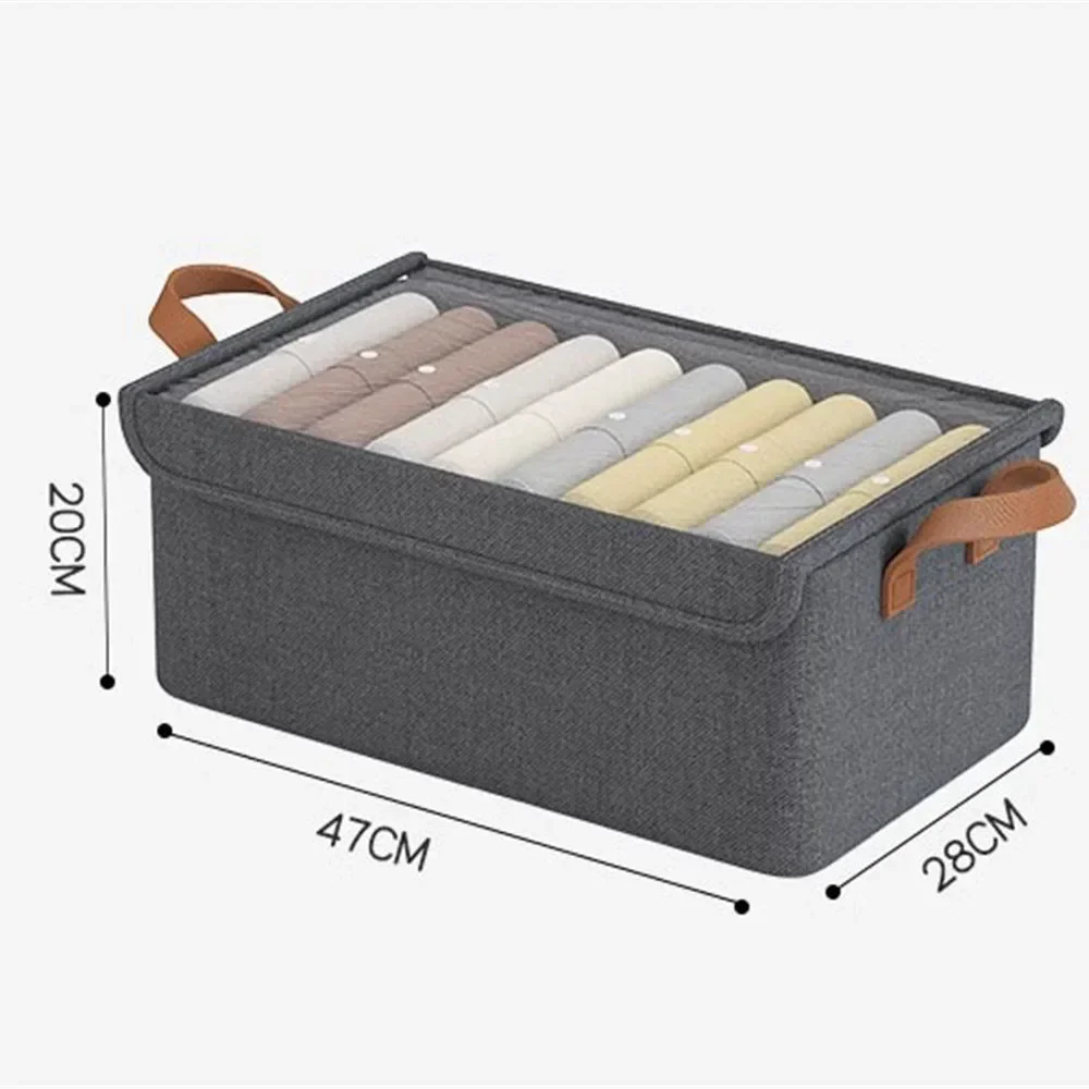 Caja de almacenamiento de ropa con tapa transparente, camiseta, pantalones, organizador de ropa interior, armario para dormitorio, cajones, ahorro de espacio
