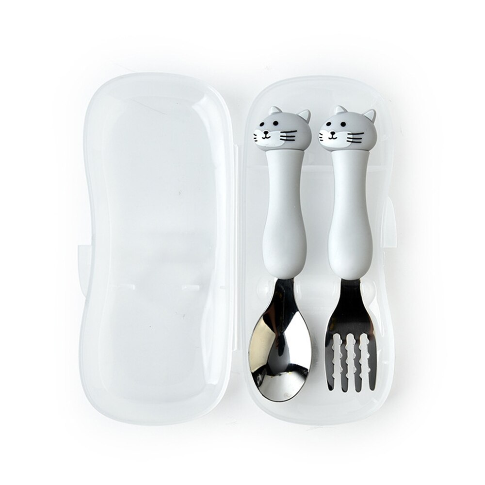 Kids Lepel En Vork Set Baby Gadgets Servies Set Baby Gadgets Feedkid Kinderen Rvs Bestek Voor Kinderen Servies: Cat