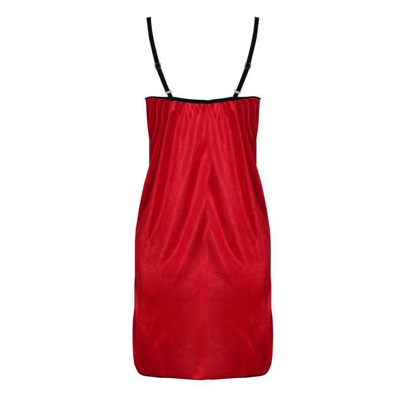 Dames nachtkleding met kanten bandjes, sexy nachtjurk met v-hals, sexy nachtjurk met vetersluiting en bloemenuitsnijding, zijdezachte, comfortabele nachtkleding
