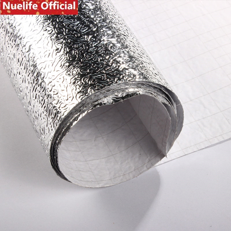 Autocollant auto-adhésif en papier aluminium | Papier épais résistant à l'humidité pour armoire, autocollant de cuisine, carrelage, poêle à haute température, feuille d'aluminium en étain