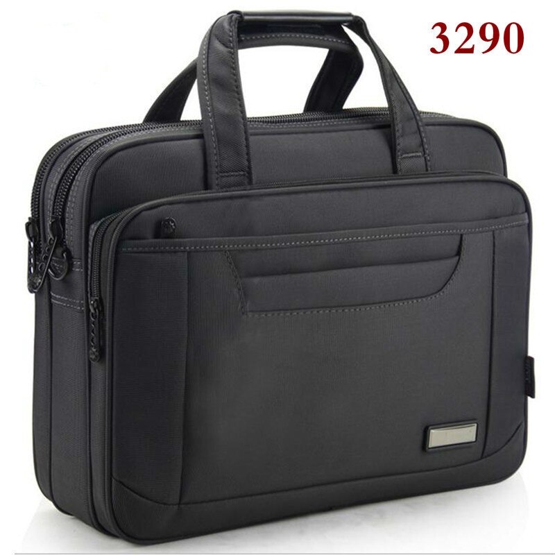 Classic Men Laptop Hand bags Male Durable Oxford Cloth Business Shoulder Bag Office Bags Women 15" Computer Handbag: 3290-Black