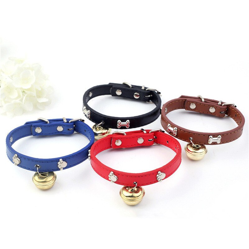 Bone Leer Duurzaam Bell Huisdier Halsband Dierbenodigdheden Accessoires Hals Band Kraag Voor Hond Puppy Pug Halsbanden Voor Kleine honden