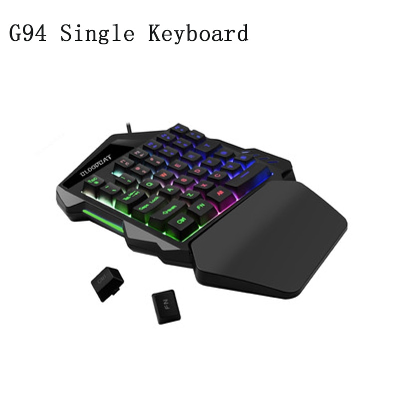 G94 USB Wired Single keyboard 35 keys keypad G18 6400DPI Mouse Combos One Handedly for Smart Mobile phone 7 Colors LED Backlight
