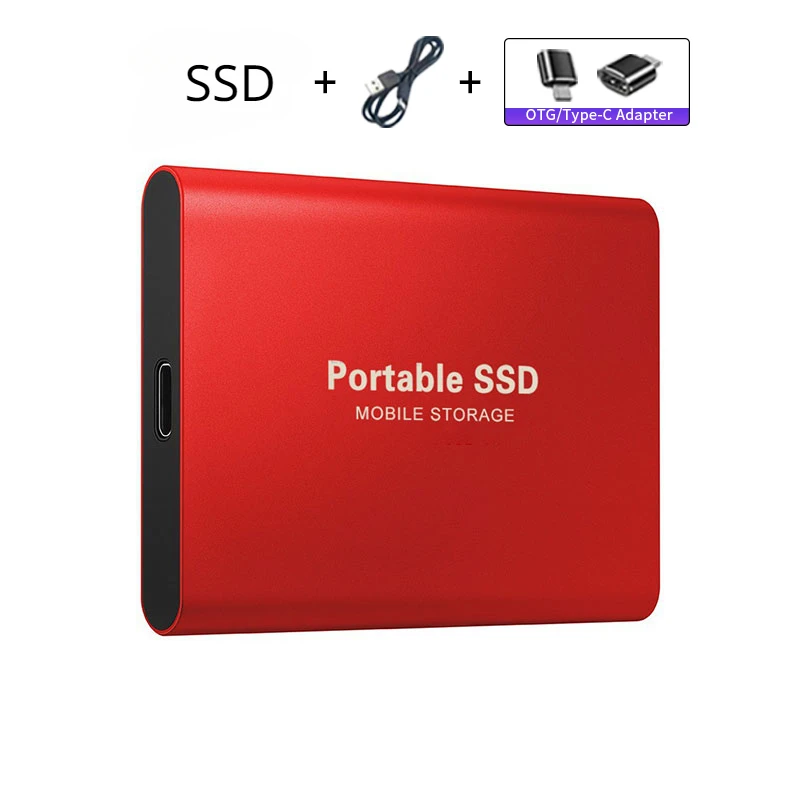 Tragbare externe SSD-Festplatte, 1 TB, USB 3.0-Schnittstelle, Hochgeschwindigkeits-Original-SSD-Solid-State-Festplatte für Laptop/Desktop-Speicher: Rot / > 12 mt