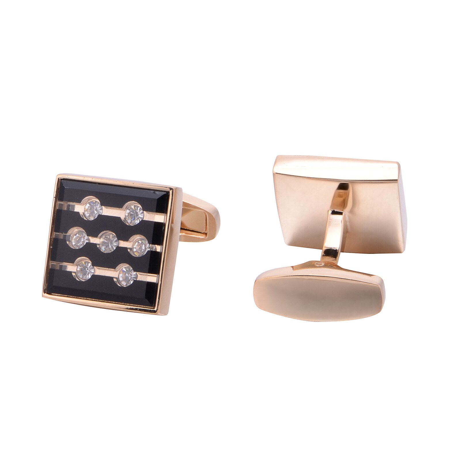 Rose Gold Simple French Cufflinks High Rhinestones Shirt Cuff Links Mens Jewelry