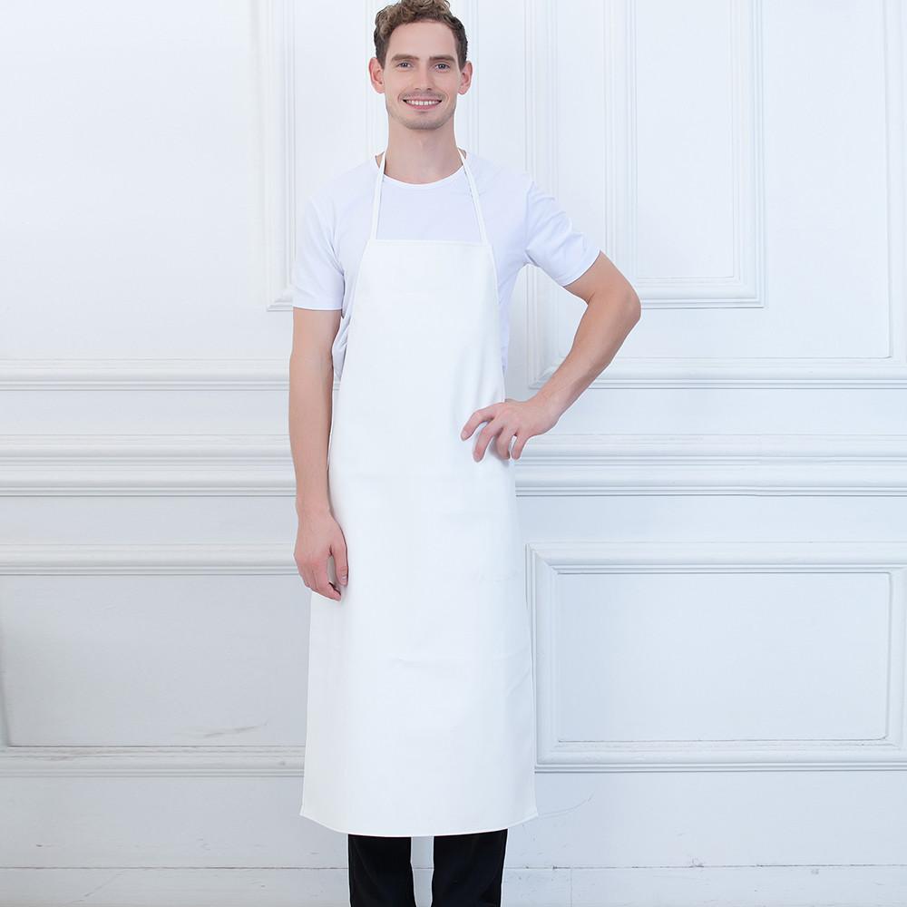Unisex Halter Neck Long Aprons White Waterproof Restaurant Kitchen Catering Food Service Chef Work Wear Cooking Uniform Apron: Default Title