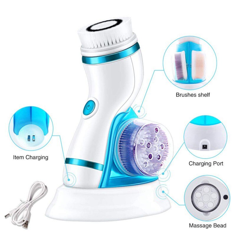 5 In 1 Elektrische Gezichtsreiniger Gezicht Wassen Reiniging Machine Skin Pore Cleaner Body Reiniging Massage Schoonheid Diepe Facial Cleaning