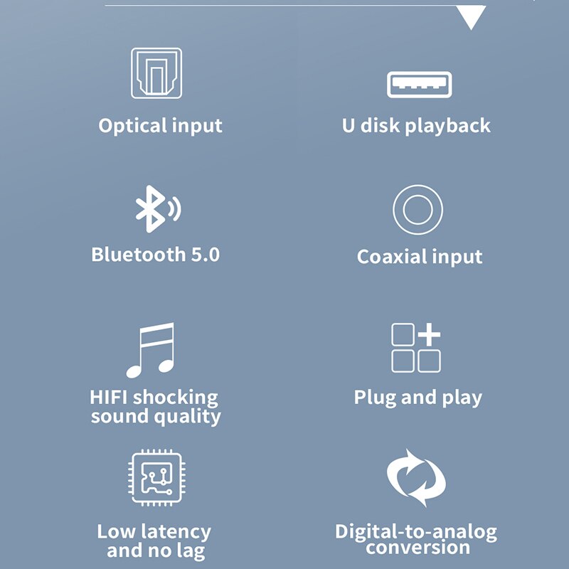 VAORLO-receptor de Audio Digital a analógico, convertidor DAC de fibra óptica Coaxial 3 en 1 compatible con Bluetooth 5,0, adaptador auxiliar de 3,5mm